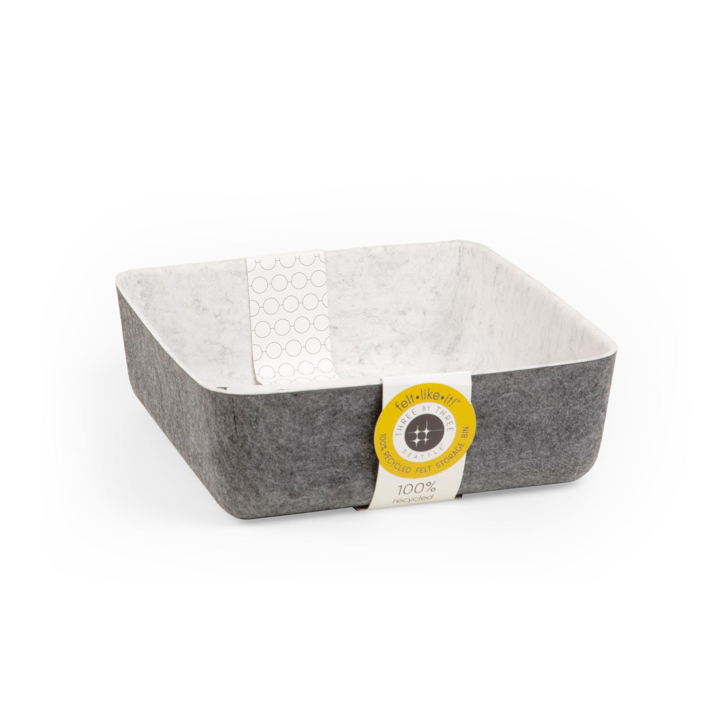 Three by Three Seattle feltÂ·likeÂ·it!â¢ Small Cubby Storage Bin Set of 3 with Dividers â Eco-Friendly Recycled Felt Bins for Home & Office Organization, Charcoal