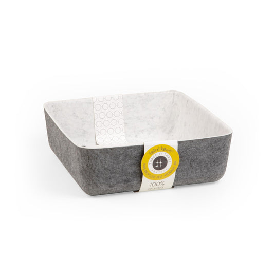 Three by Three Seattle feltÂ·likeÂ·it!â¢ Small Cubby Storage Bin Set of 3 with Dividers â Eco-Friendly Recycled Felt Bins for Home & Office Organization, Charcoal