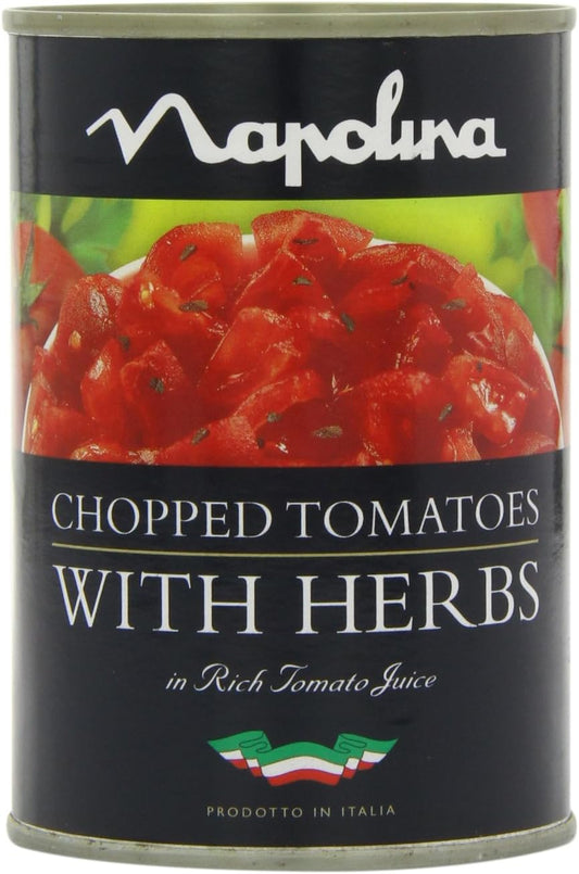 Napolina Chopped Tomatoes with Herbs in Tomato Juice (400g) - Pack of 6