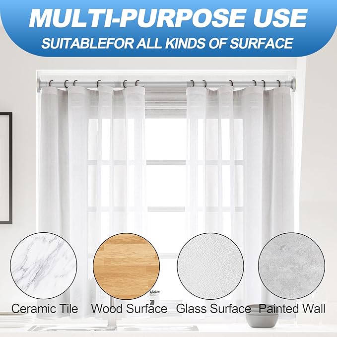 CorkLatta Silver Shower Curtain Rod 31 to 80 Inch,1 Inch Diameter Adjustable Spring Tension Stainless Steel Telescoping Rod,Easy Install,No Rust