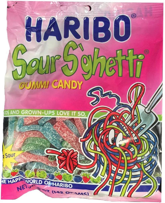 Haribo Sour S'ghetti Gummi Candy, 5 oz, (Pack of 2)