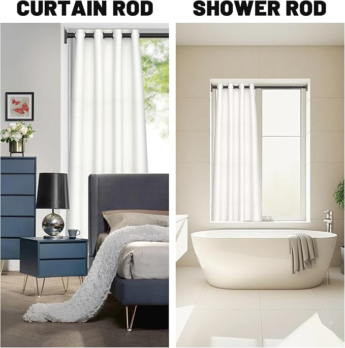 UIOSANRT Black Shower Curtain Rod 31-92 inches, Stainless Steel Shower Rod & Tension Rod, Adjustable Tension Shower Curtain Rod for Bathroom, Windows, Closet