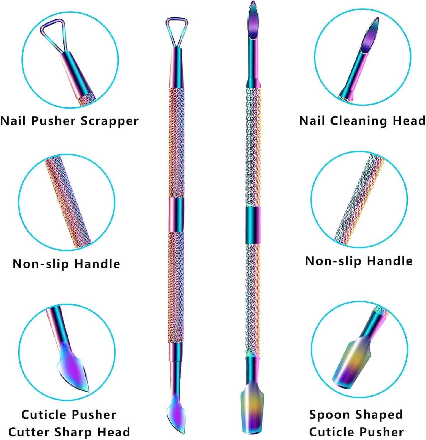 Cuticle Trimmer with Cuticle Pusher, Cuticle Remover Cuticle Scissors Manicure Tools, Professional Stainless Steel Cuticle Cutter, Dead Skin Remover Nail Tools for Fingernails and Toenails