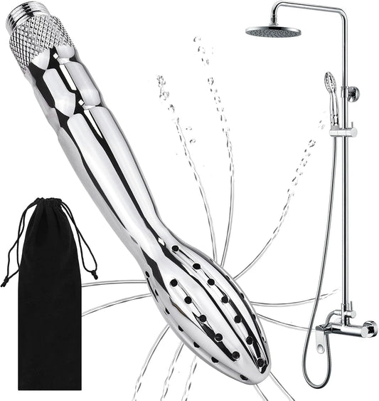 Shower Douche Shower Enema Shower Cleaner Enema Douche System, Handheld Water Shower Nozzle Anal Rinse Vaginal Cleaning Kit for Men Women, Silver (Aluminum)