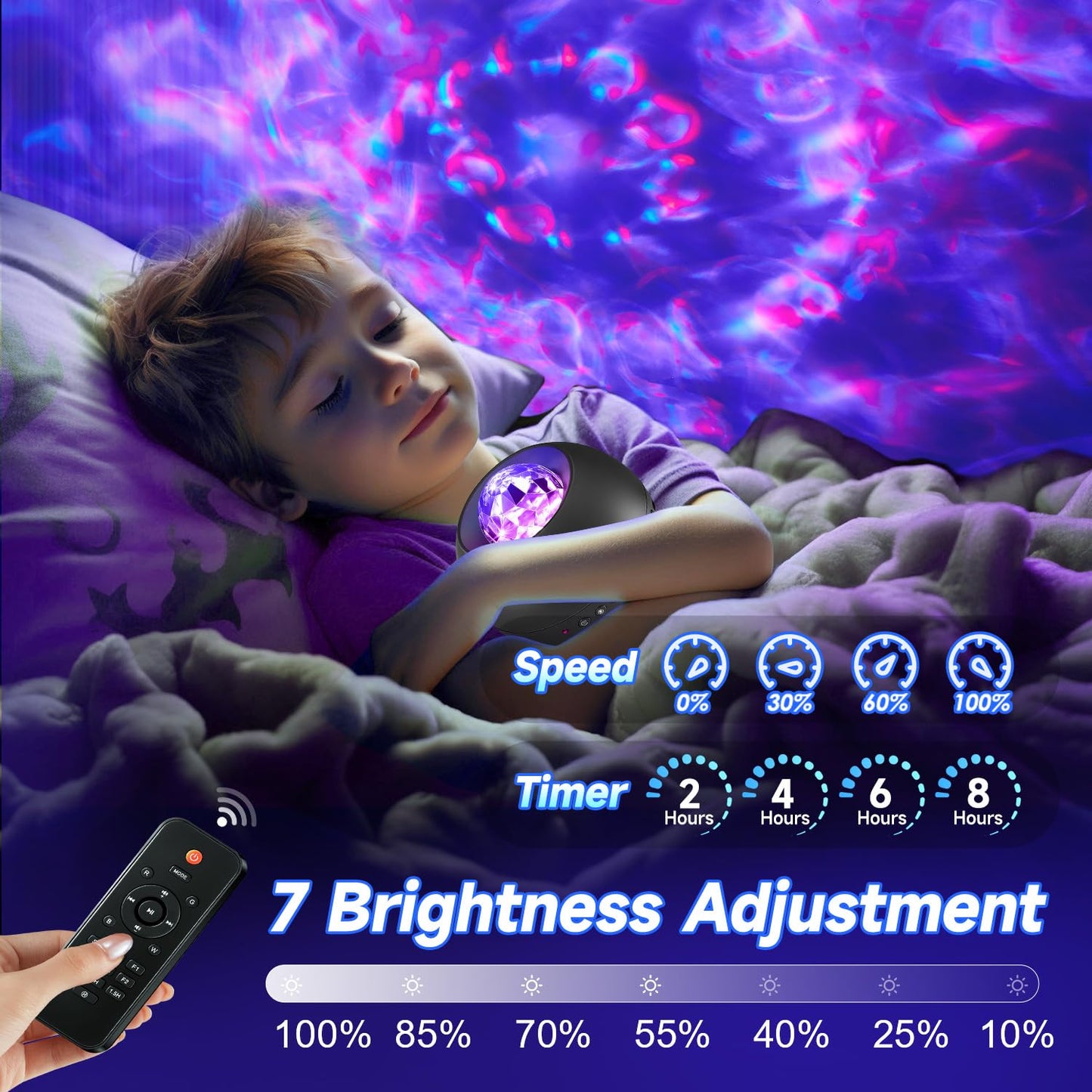 Galaxy Light Projector, 210 Light Effects Ceiling Projector,15 White Noise Galaxy Projector for Bedroom Adults,HiFi Bluetooth Galaxy Projector Lights for Bedroom,Remote&Timer Galaxy Lights for Bedroom