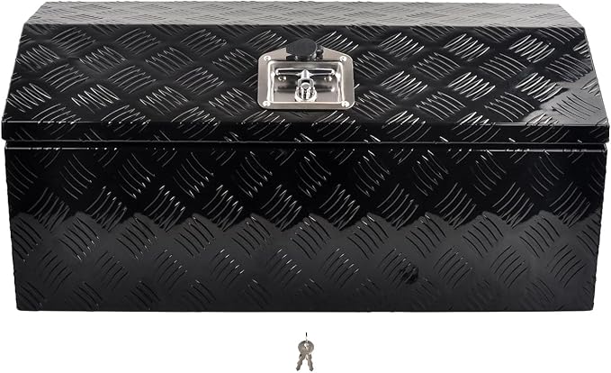 30'' Inch Aluminum Trailer Tongue Tool Box Truck Bed Toolbox Underbody Storage Organizer Waterproof Square Storage Organizer with Lock and Keys Black(â30" L x 13.2" W x 13.5" H)