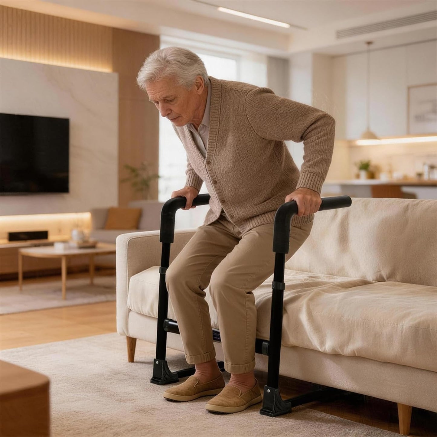Couch Stand Assist for Elderly, Adjustable Stand Up Assist Chair Raiser, Heavy Dutystand Assist Aid with Non-Slip Handles for Seniors, 400 lbs Capacity, Black