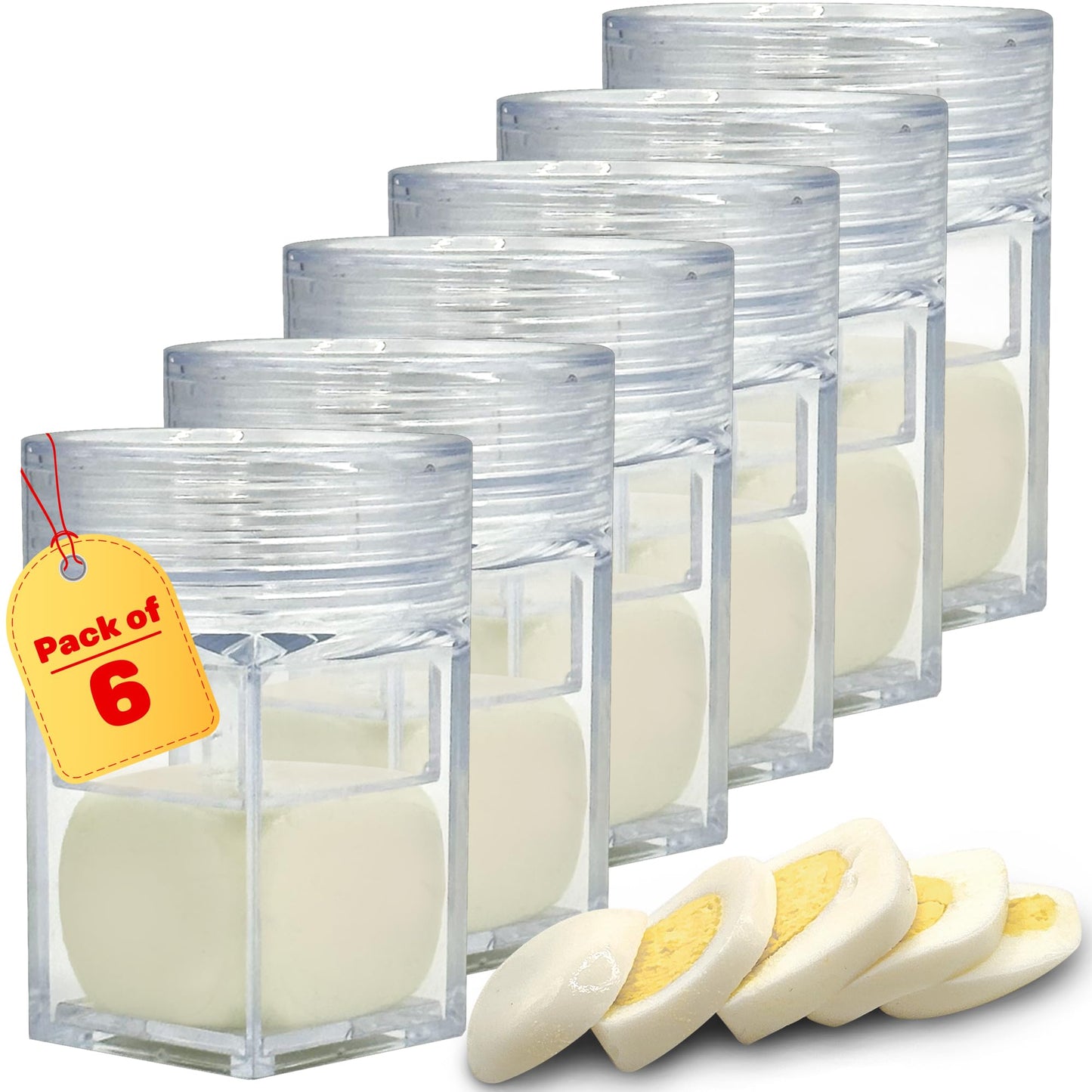 Eggssentials Square Egg Mold - Hard Boiled Egg Maker - Pack of 6 - Transparent Silicone