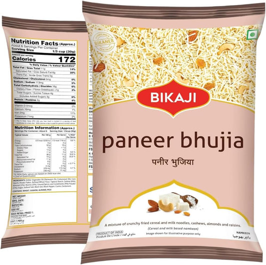Bikaji Paneer Bhujia Mixture | 400g (14.11 oz) Bikaneri Sev Namkeen | Crunchy Indian Snack Mix | Authentic Rajasthani Namkeen | Tea-Time Snack & Chaat Topping | Vegetarian