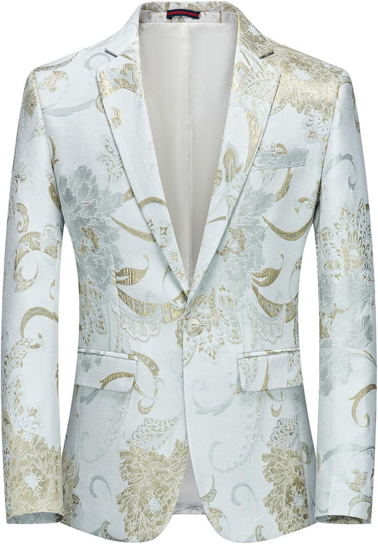 Rogers & Morris Blazer for Men Casual Slim fit Suit Jacket Dress Party Floral Men's Sport Coat Chaqueta de Traje para Hombre