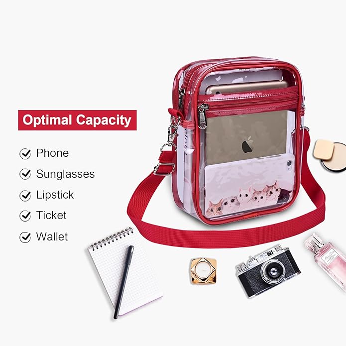 USPECLARE Clear Purse Stadium Transparent Messenger Bag Stadium Approved for Men and Women Clear CrossBody Bag