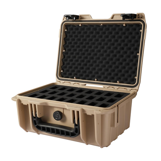 Cavol AC03 Knife Case for 24 Folding Knives-IPX7 Waterproof Heavy Duty Pocket Knife Storage Hard Case Box Storage Organizer, Folding Knife Holder Collection Box (Gobi Yellow)