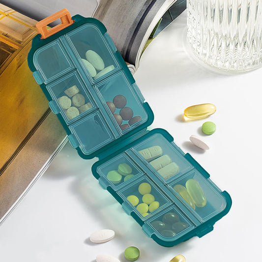 Travel Pill Box Cute Pill Organizer,Portable Medicine Organizer for with 10 Compartments for Different Medicines(Green)