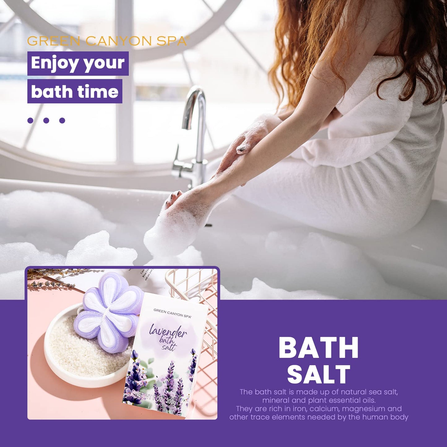 Green Canyon Spa Gift Baskets for Women 11pcs Lavender Bath Gift Sets with Body Lotion,Essential Oil,Spa Gifts for Women,Mothers Day Gift Sets for Her,Bath Sets for Her Gifts