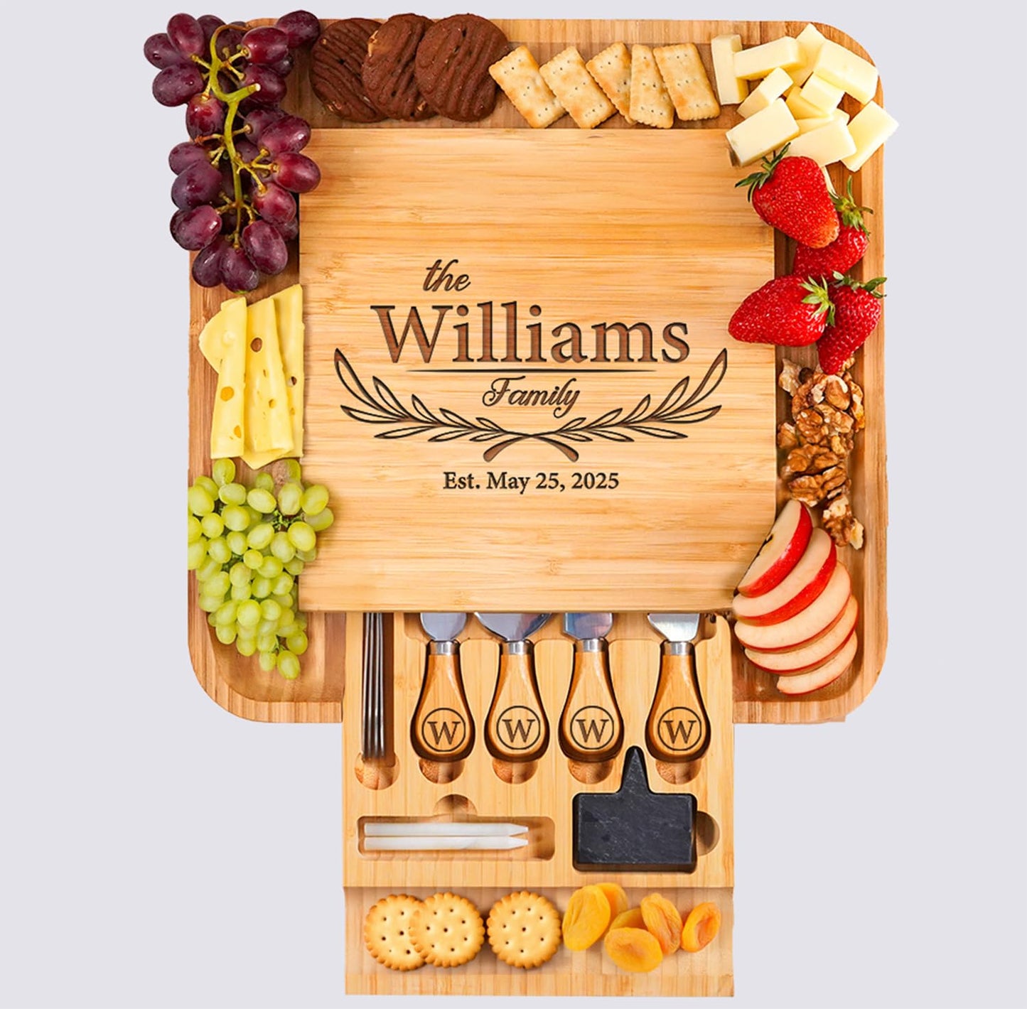 Personalized Charcuterie Board, Wedding Gifts for Couples 2025, Custom Cheese Boards Bridal Shower Gifts, Housewarming Gifts for Christmas, Anniversary, Engagement, New Home, Bride, Parent, Women