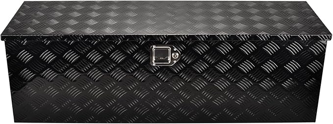 48''Inch Aluminum Truck Tool Box Truck Bed Toolbox Truck Trailer Chest Box Trailer Underbody Storage Organizer Waterproof Square Storage Organizer w/Lock & Keys Black(â48" Lx15 Wx15 H)