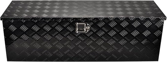 48''Inch Aluminum Truck Tool Box Truck Bed Toolbox Truck Trailer Chest Box Trailer Underbody Storage Organizer Waterproof Square Storage Organizer w/Lock & Keys Black(â48" Lx15 Wx15 H)