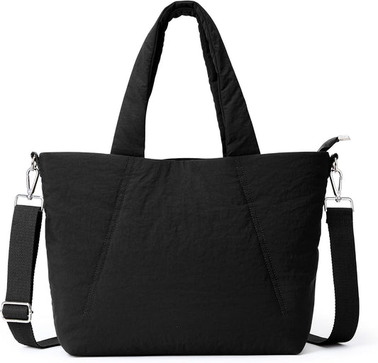 KALIDI Quilted Carryall Tote Bag, Large Puffer Crossbody Women Handbags Shoulder Soft Fluffy Lightweight Travel