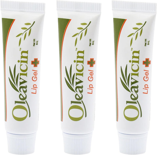 Lip Gel â Natural Cold Sore & Fever Blister Treatment with Organic Olive Leaf â Fast-Acting Relief â 1.3oz (3.8) - 3 Pack