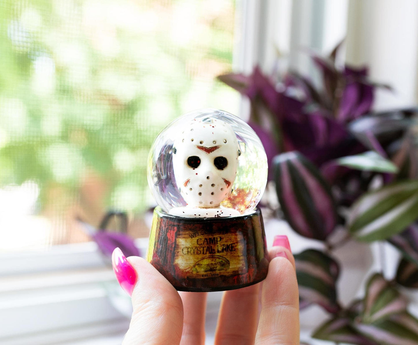 Silver Buffalo Friday The 13th Jason's Mask 3-Inch Mini Snow Globe with Swirling Glitter Display Piece | Horror Movie Collectible Keepsake