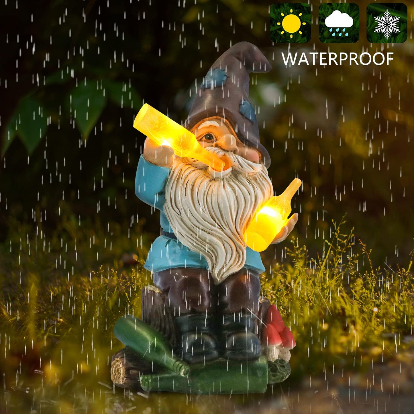 DKJOCKY Gifts for Men,Funny Garden Gnomes Outdoor Decorations for Yard, Solar Drunk Gnomes Drinking Beer, Unique Birthday Gifts for Women, Presents for Mom