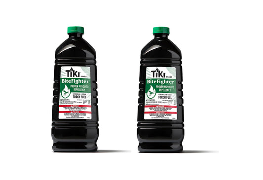 TIKI BiteFighterÂ® Mosquito Repellent Torch Fuel 3/4 Gallon (100 oz.) 2-Pack, Citronella & Cedar Formula for Mosquito Repellency, Easy Pour Bottle, Use with Torches & Table Torches, Outdoor & Backyard