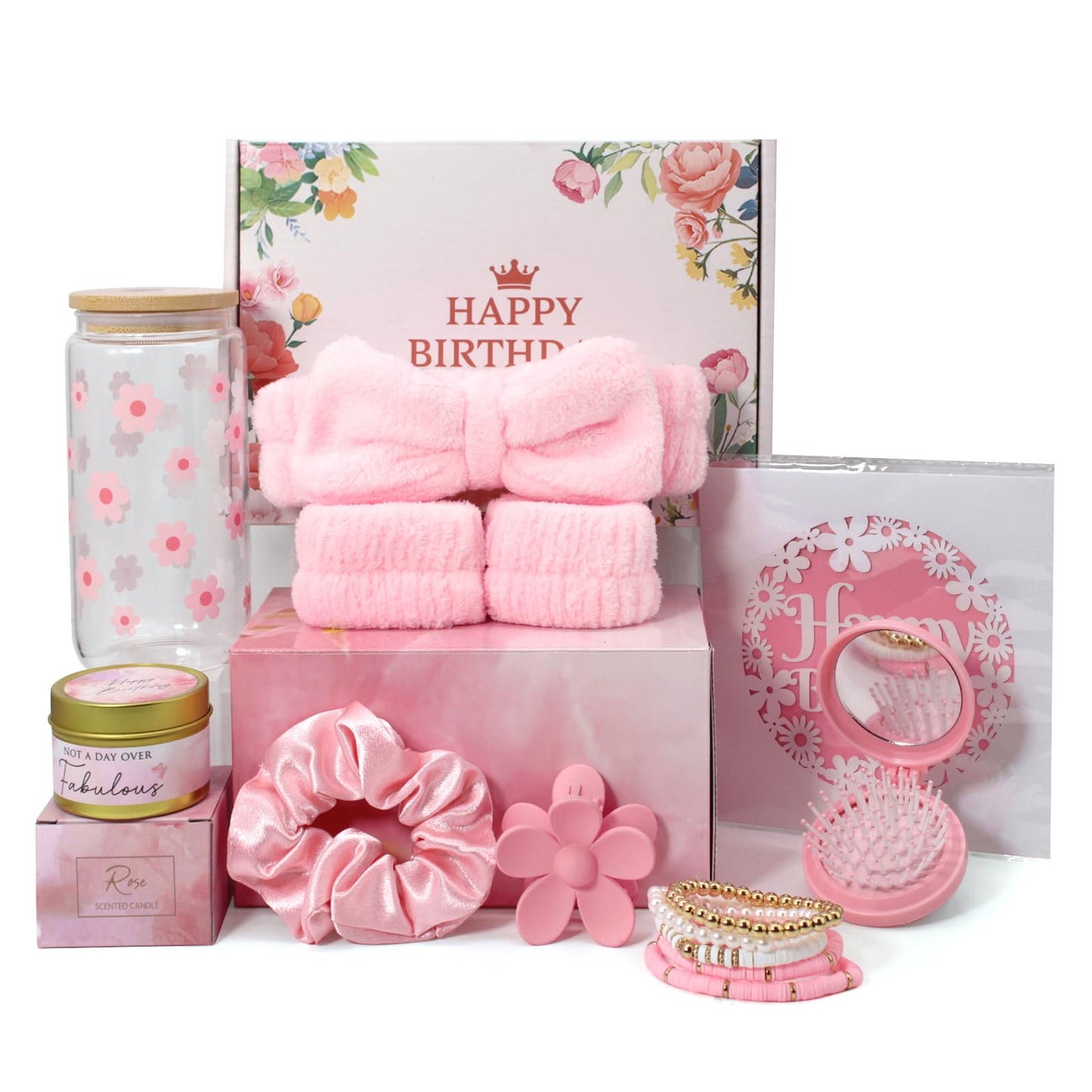 GooBird Birthday Gifts for Teen Girls &Womenâ Preppy Pink Gift Basket, 12â14 Cute & Trendy Gifts Ideas for Teenage Girls, Girly Gift Set for Her,Daughter, Sister, Best Friend or Niece