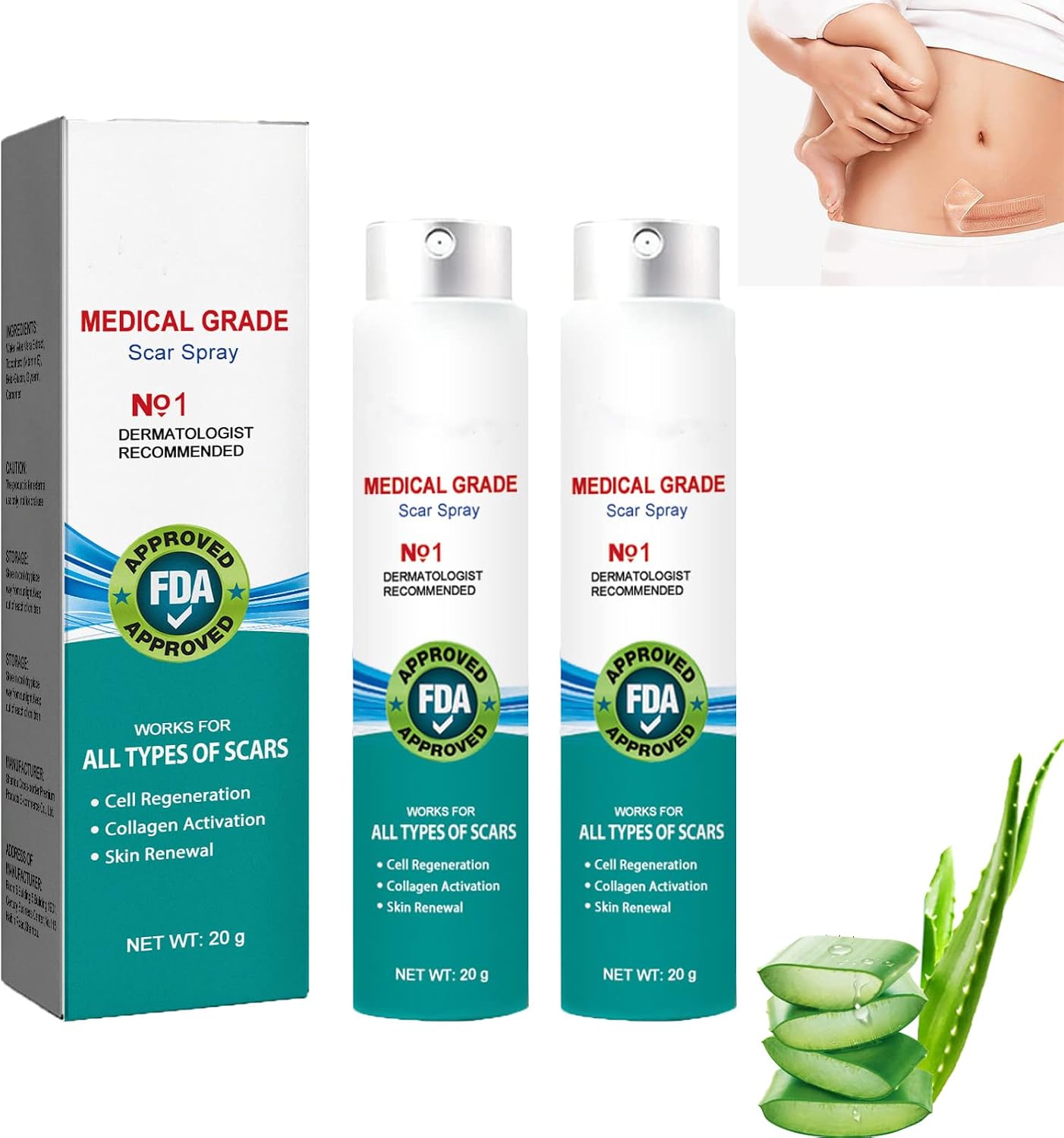 Scar Remove，Scar Remove Medical Grade Scar Spray，Etuih Scar Removal Spray，Acne Scar Treatment for Face, Acne Scars and Dark Spaot Remover, Gentle Skin Care for Acne Prone Skin (2PCS)