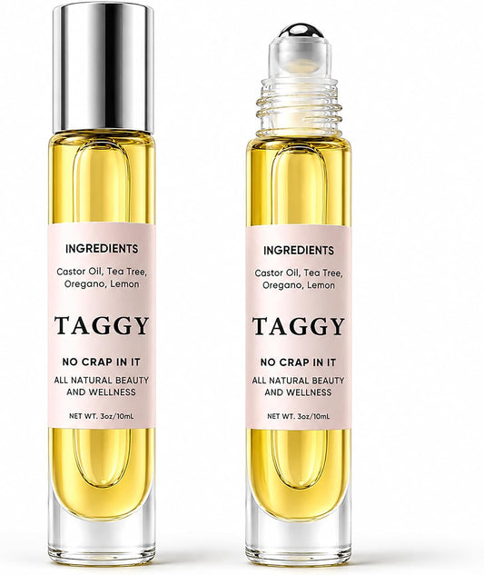 Taggy Roller for Skin - Botanical Skin Care Roller with Castor Oil, Tea Tree, Oregano & Lemon for Smooth & Refreshed Looking Skin - 10mL