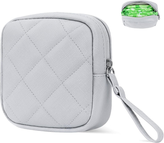 Likesing Sanitary Pad Storage Bag, Period Bags for Teen Girls, Portable Tampon Menstrual Cup Pouch Nursing Pad Holder Purse, Sanitary Pouch for Feminine Products, 1 Pack(Grey)