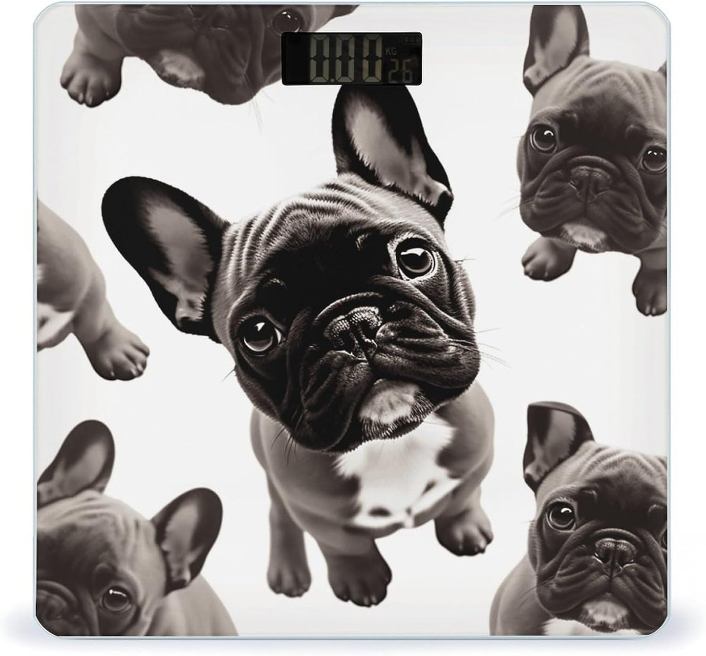 French Bulldog Bathroom Scale Rounded Smart Scale for Body Weight Automatic Power On/Off Weight Scales Accurate Bathroom Digital Scales for Pet Home Bedroom Kitchen