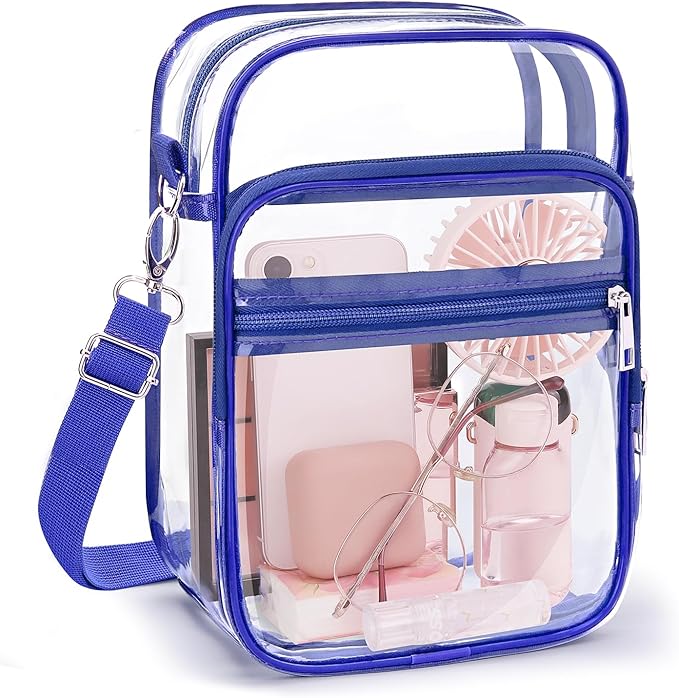 Blvornl Clear Crossbody Bag with Adjustable Shoulder Strap, Stadium Approved PVC Purse Bag, Messenger Bag