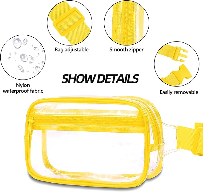 VOROLO Fanny Pack For Women And Men Crossbody Bag Belt Bag with Adjustable Strap Graduation Gifts Clear Yellow