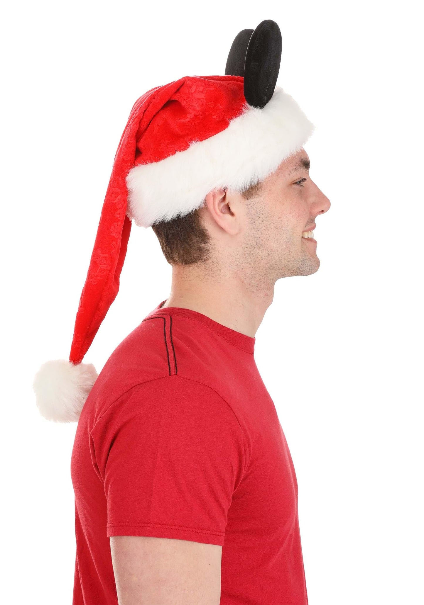 Fun Costumes Disney Mickey Mouse Santa Hat - Velour and Faux Fur with Mouse Ears - Standard - Red
