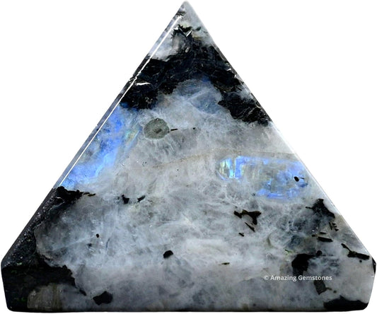 Amazing Gemstone Rainbow Moonstone Pyramid Crystal Healing Stones - 1" Great Pyramid Figurine of Natural Stone Pyramid for Meditation, Reiki, Chakra Balancing and Crystal Pyramids Grid