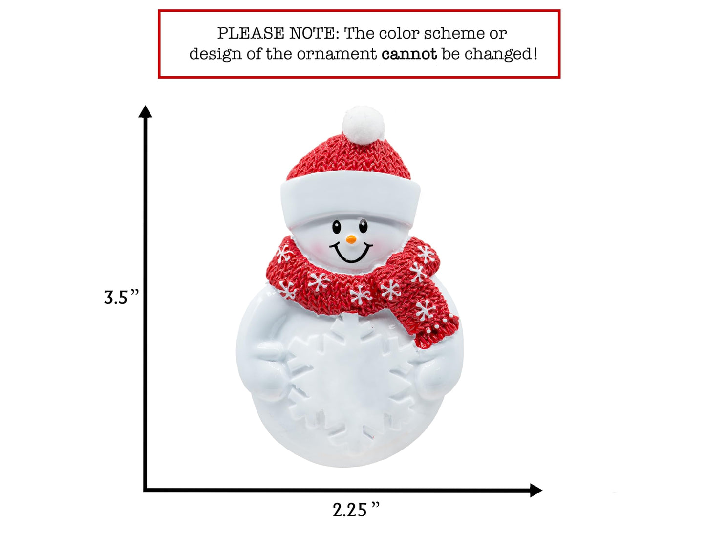 UniqXmas Personalized Snowman Figurine Christmas Ornament 2025 - Free Customization | Snowman with Snowflake Red Santa Hat & Scarf for Xmas Tree | Unique Keepsake - Custom Name & Year