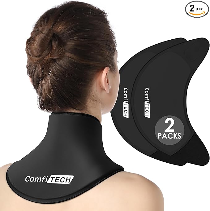 ComfiTECH Neck Ice Pack Wrap Gel, Cooling Pad for Cervical and Shoulder, Medium, 2 Packs