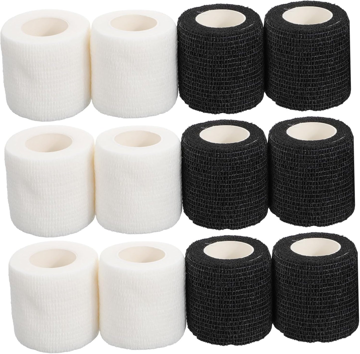 BESPORTBLE 12 Rolls Self Adhesive Elastic Bandages Wrap - Breathable Non-Woven Cohesive Bandage - 2 Inch Athletic Tape for Sports, Wrist, Ankle, Tattoo Grip Tape, Vet Wrap for Pets - Black White