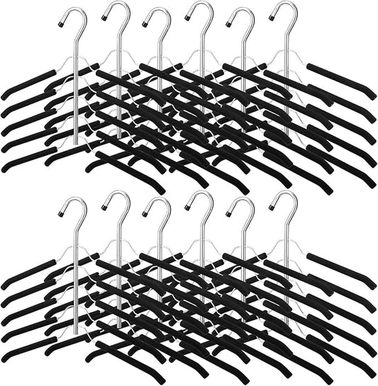 Ripeng 12 Pcs Multi Layer Clothes Hangers 5 in 1 Sweater Shirt Hanger for Shirts Space Saving Anti Slip Metal Heavy Duty Stainless Steel Blouse Tree Hangers for Closet Organizer and Storage, Black