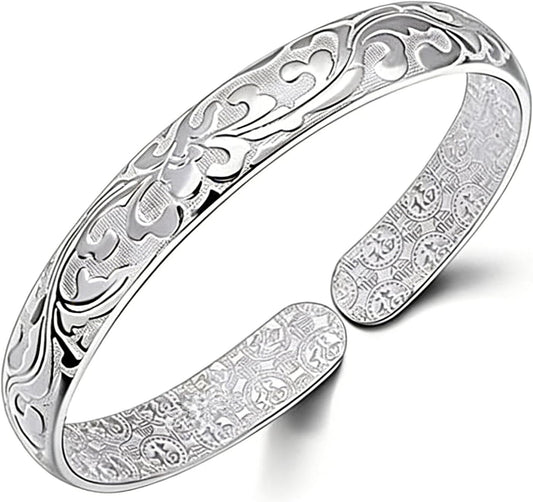 AINIFU Women Blossoms Jewelry Sterling Silver Bracelet Fashion Cuff Bangle Chain Bracelets Practical Processed Personalized Ideas Bracelet