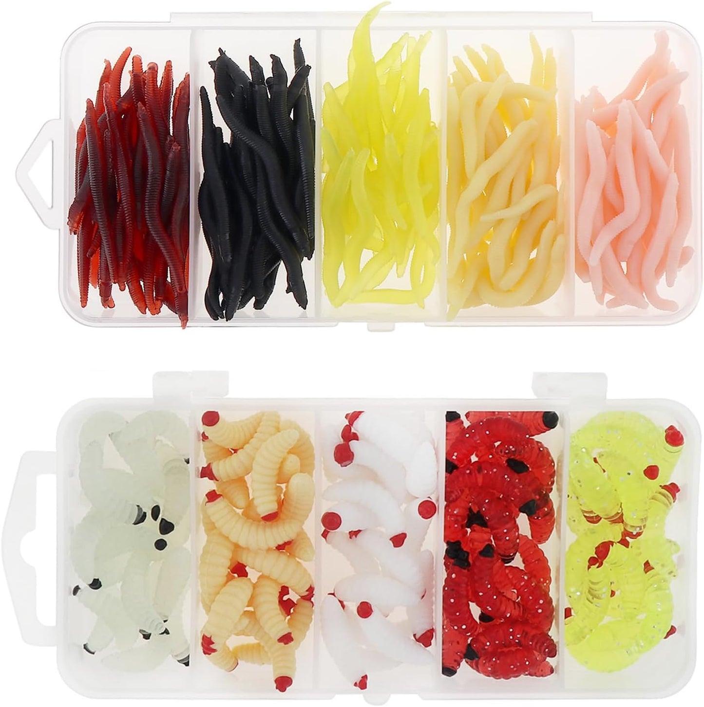 250pcs Soft Plastic Fishing Lures Worms Lure, Plastic Fishing Worms Fake Maggots Fake Worms Baits, Worm Bread Soft Maggots Artificial Earthworm