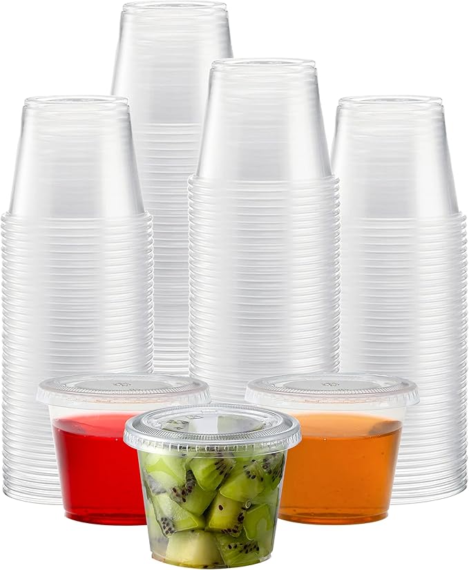 TashiBox 200 Sets-5.5 Ounce Disposable Plastic Jello Shot Cups with Lids, Souffle Portion Cupsâ¦