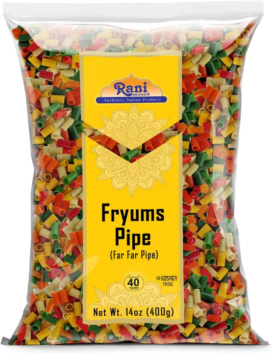 Rani Far Far / Fryums (Wheat & Tapioca Pellet) Round/Pipe Shape 14oz (400g) ~ Vegan, Uncooked, Used to Make Papad, Bhungra / Chip Snack