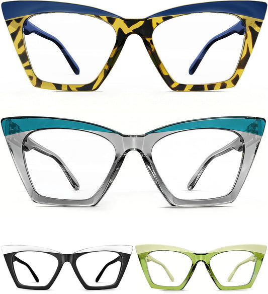 HEEYYOK 1.75 Reading Glasses for Women Colorful Blue Light Blocking Readers for Womens Cat Eye Oversized Cheaters Reading Ladies Large Frame Spring Hinge
