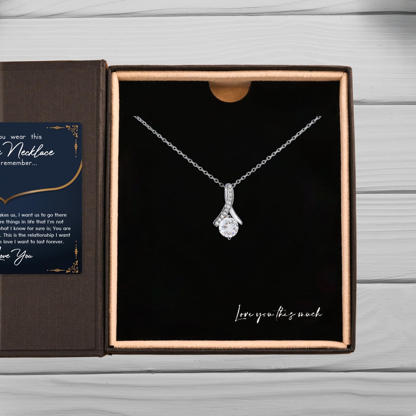 Love You This Much Promise 14k White Gold Necklace for Girlfriend | Romantic Birthday Gift for Girlfriend | Jewelry for Her | Luxury Gift Box with Sleeve (Promise Necklace, 14k White Gold)