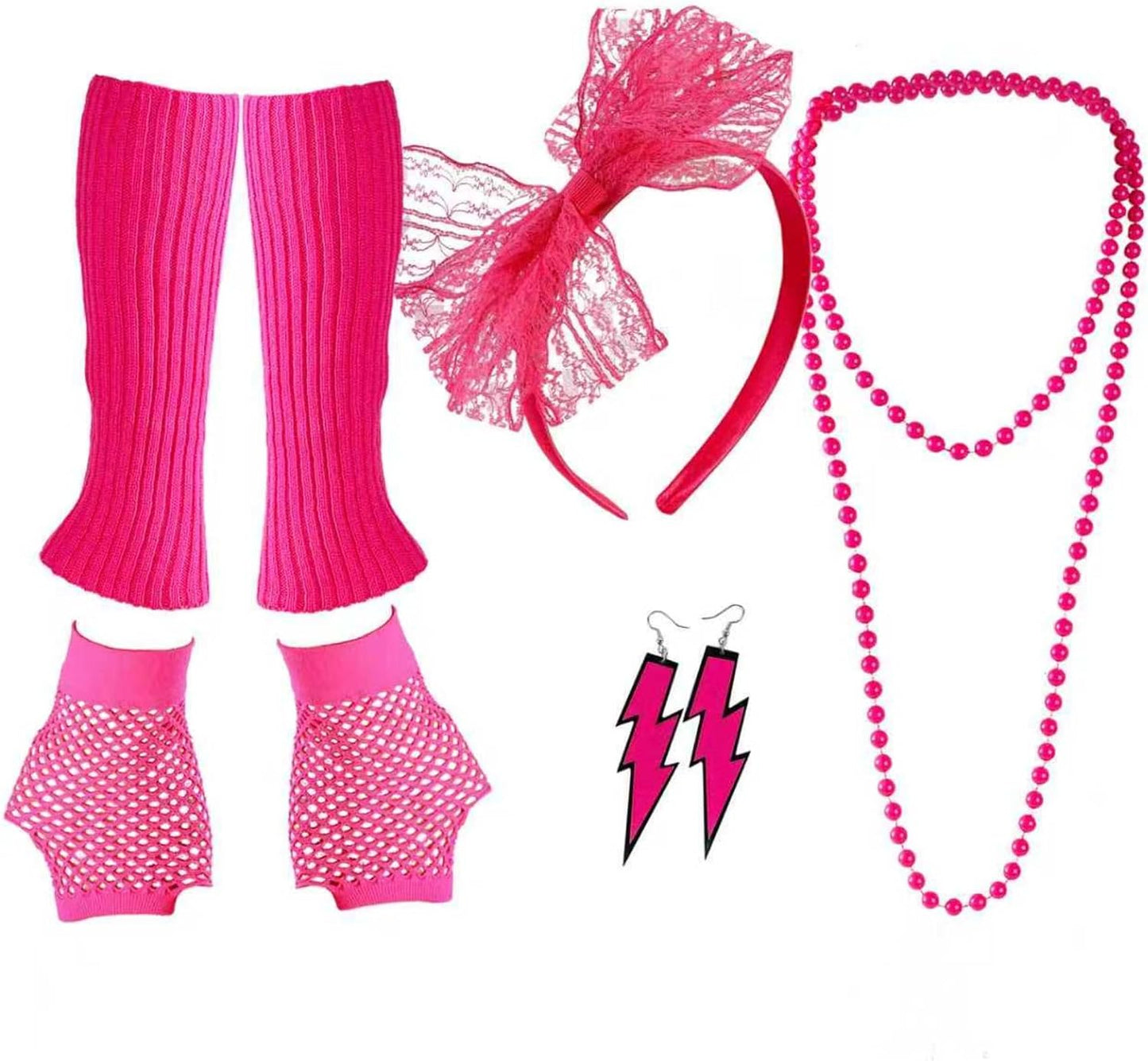 Women 80S Fancy Dress Costume Accessories set for 80s Outfit Party Set Halloween Dress Up
