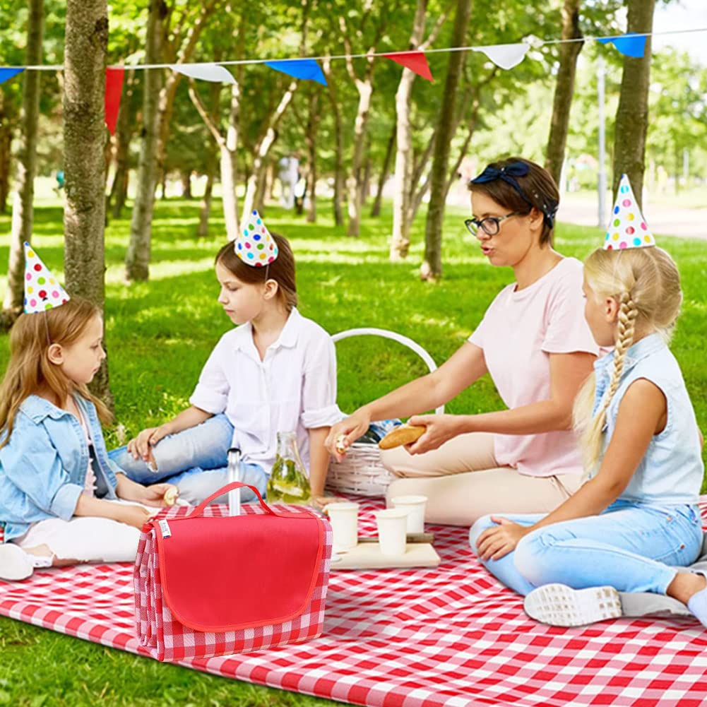 Lchkrep Picnic Blanket Beach Blankets 80"x60" Large Sandproof Waterproof Camping Portable Travel Blanket Play Mat for Outdoor Indoor Family Beach Park Grass,Hiking, Music Festival (Red)