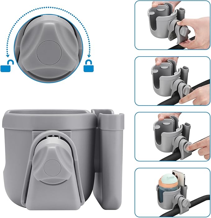 Accmor 2-in-1 Walker Cup Holder with Phone Holder, Wheelchair Cup Holder, Rollator Cup Holder, Cup Phone Holder for Walker, Wheelchair, Rollator, Mobility Scooter