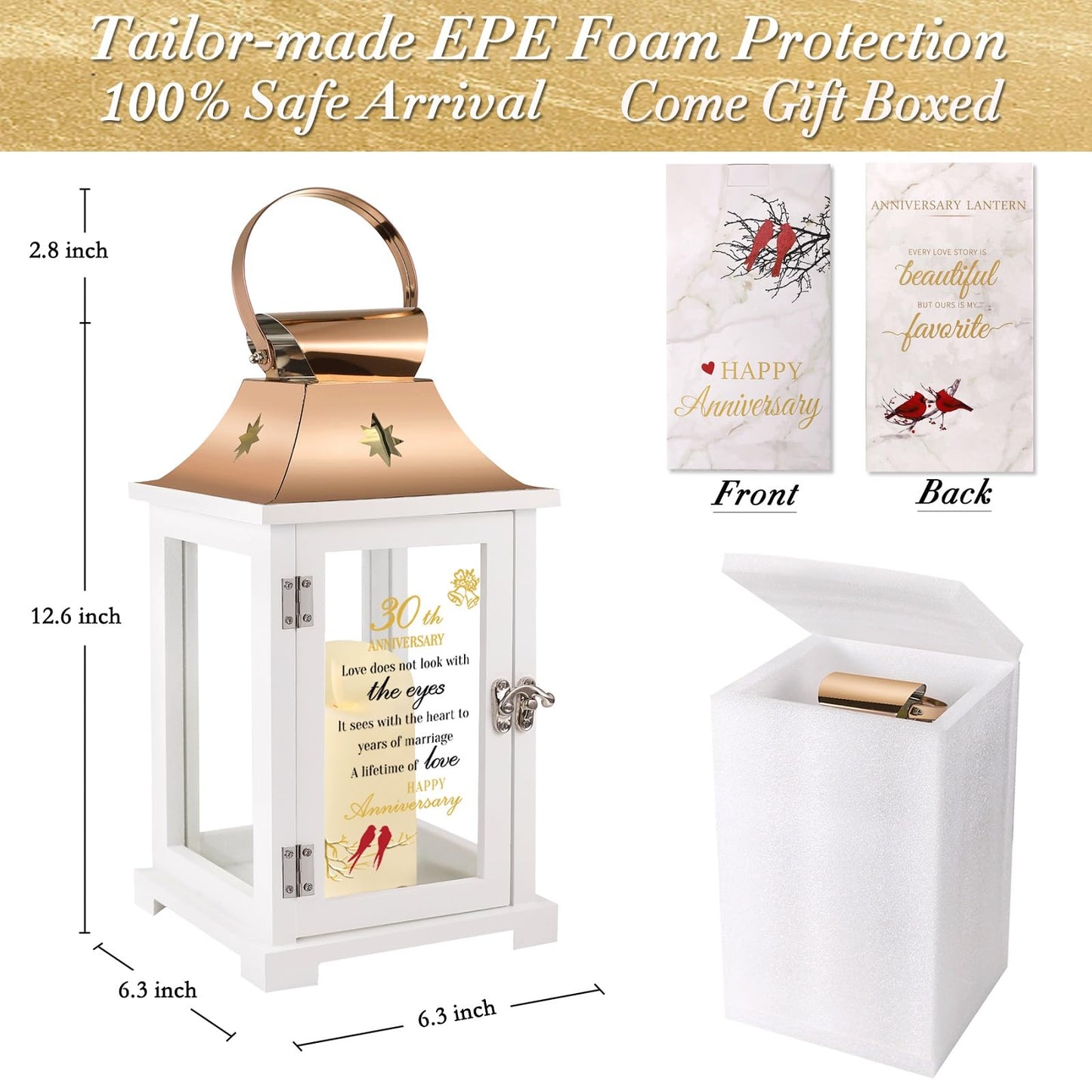 liantudy 30th Wedding Anniversary Lantern,30th Anniversary Wedding Gifts for Couple Parents Husband Wife，30 Year Pearl for Her Him,Unique 30th Anniversary Wedding Gift Ideas LOVE..