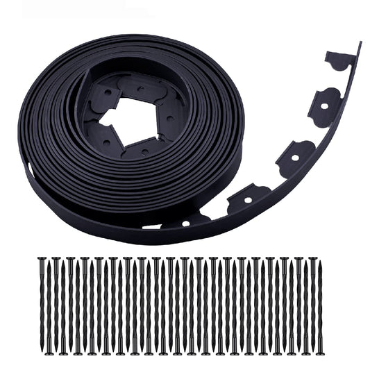 Garden Edgingï¼40ft Landscape Edging with 40 Spikes for Lawn 2 Inch Tall(Black, 40FT)